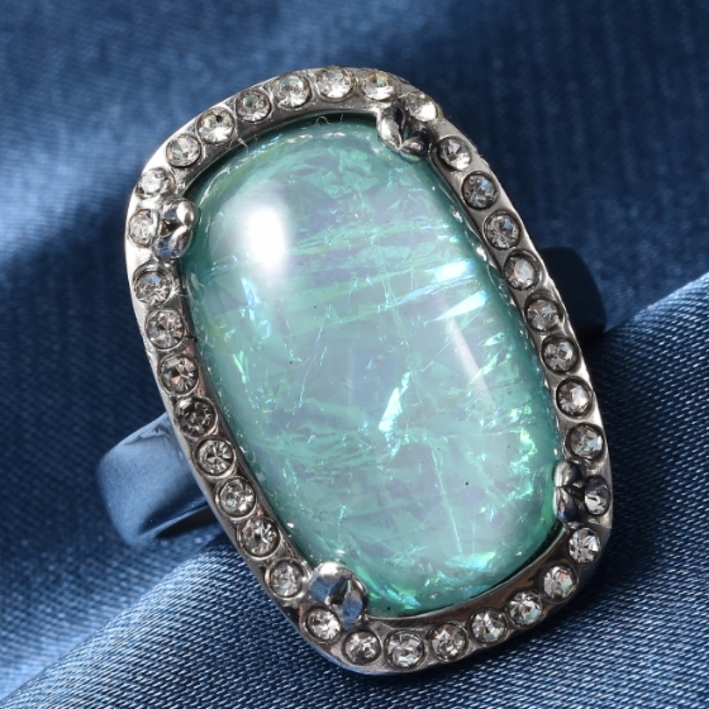 STAINLESS STEEL OPAL AND CZ RING